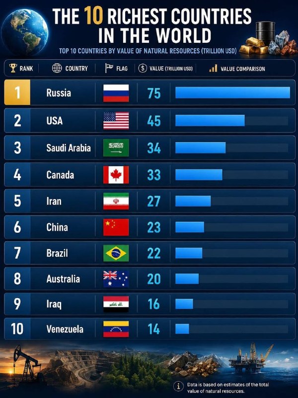 🌍💰 10 nejbohatších zemí světa z hlediska bohatství na přírodní zdrojePřírodní zdroj... 🌍💰 10 nejbohatších zemí světa z hlediska bohatství na přírodní zdrojePřírodní zdroj...