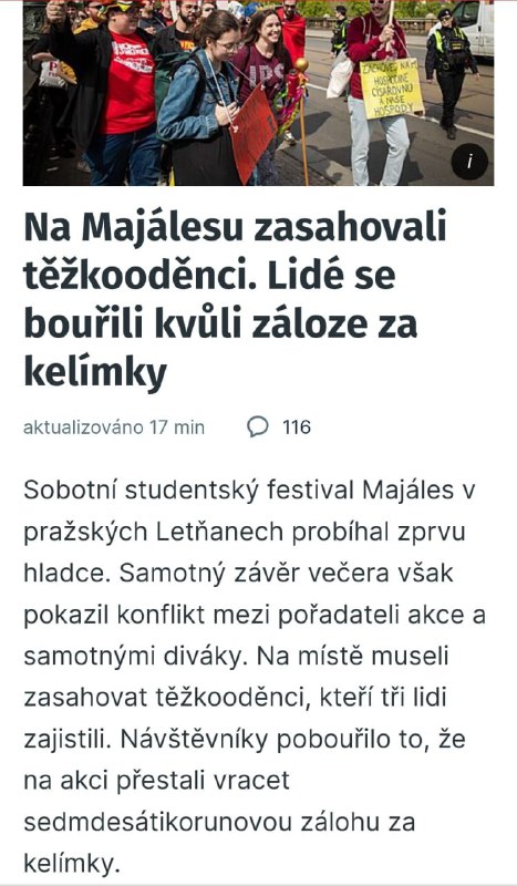 70 Kč záloha za plastový kelímek?A pak lidem oznámit, že jde o dar pro pořadatele, protože n...