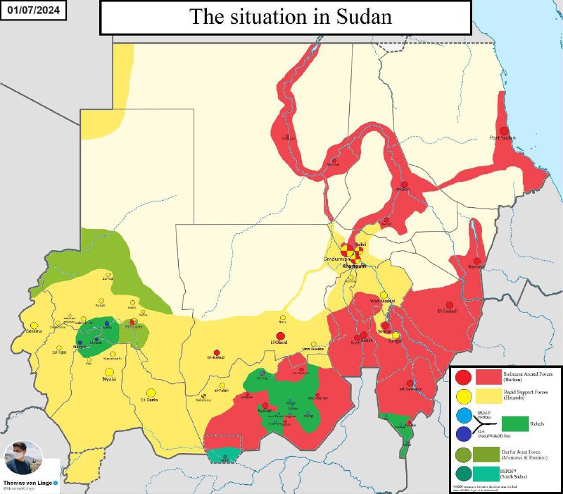 ❗️🇸🇩Aktualizace mapy: situace v Súdánu k 1.7.2024.Za poslední měsíc se bojovníkům R...