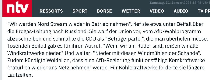 ‼️ 🇷🇺 🇩🇪Alternativa pro Německo restartuje Nord Stream, pokud se dostane k moci➖ ...