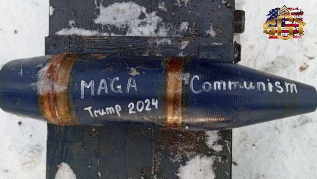 Americká média hlásí:Rusové vypouštějí 122mm severokorejské granáty se slovy „Trump 2024...