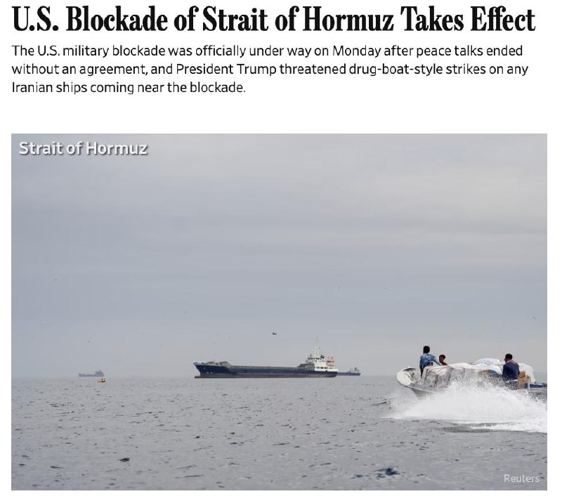 🇺🇸🇮🇷 Americká námořní blokáda Hormuzského průlivu nyní oficiálně začala.🔸 ...