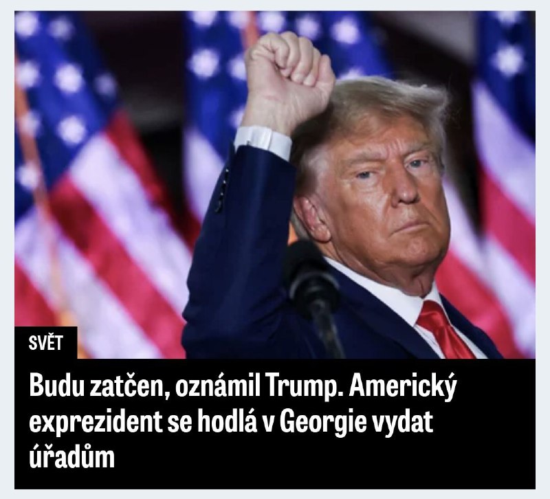 🇺🇸Americký exprezident Donald Trump se ve čtvrtek vydá úřadům ve státě Georgia, kde č...