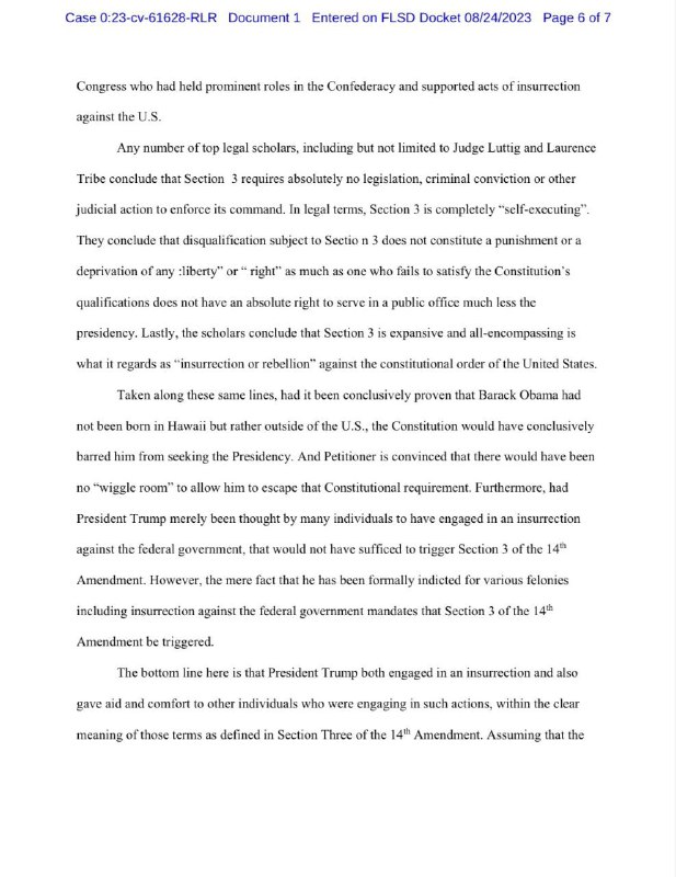 Americký federální soud dostal podnět k vyloučení Trumpa z voleb v roce 2024Na základě 14. d...