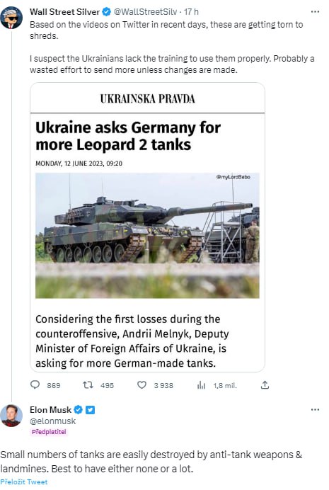 ❗️Americký podnikatel Elon Musk promluvil o příčinách rychlých a rozsáhlých ztrát tank?...