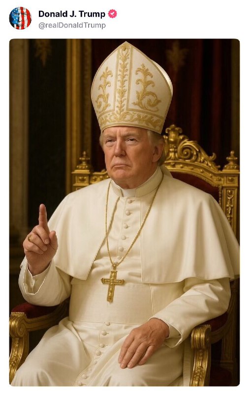 🇺🇸 Americký prezident Trump zveřejnil fotku sebe sama jako papeže.@BRICSNews