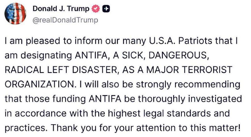 🇺🇸🇩🇪 „Antifa“ bude prohlášena za teroristickou organizaci, oznámil americký prez... 🇺🇸🇩🇪 „Antifa“ bude prohlášena za teroristickou organizaci, oznámil americký prez...
