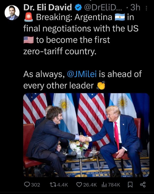 Argentina 🇦🇷 uzavírá jednání se Spojenými státy 🇺🇸, aby se stala první zemí s nu...