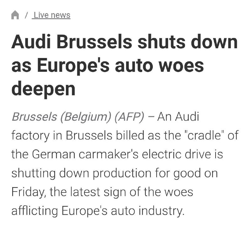 Audi, dceřiná společnost německého Volkswagenu, uzavřela velký 76 let starý závod v Bruselu...