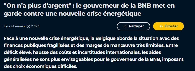 ‼️🇧🇪🏴‍☠️ Belgie již nemá peníze, prohlásil šéf belgické centrální banky?...