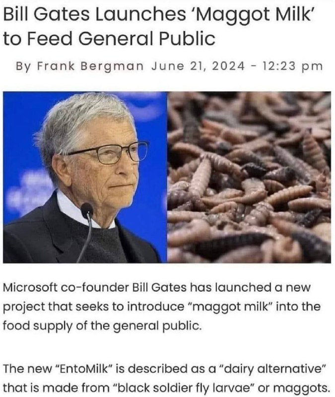 🐦‍⬛️🇺🇸Bill Gates chce, aby lidé pili jeho červí mlékoMusí to být náhoda, že G...