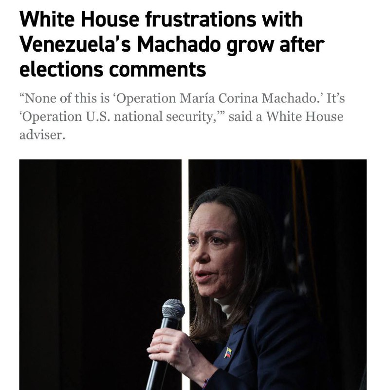 🇺🇸Bílý dům byl zklamán vůdkyní venezuelské opozice Machado po jejích prohlášeních o...