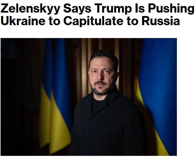 Bloomberg: Zelenskyj tvrdí, že Trump tlačí Ukrajinu k kapitulaci.V rozhovoru šéf kyjevského r...