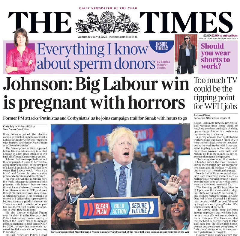 🔥 Bývalý britský premiér Boris Johnson se vrátil na obálky místních bulvárních plátků...