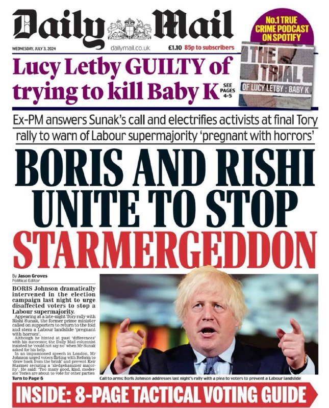 🔥 Bývalý britský premiér Boris Johnson se vrátil na obálky místních bulvárních plátků...