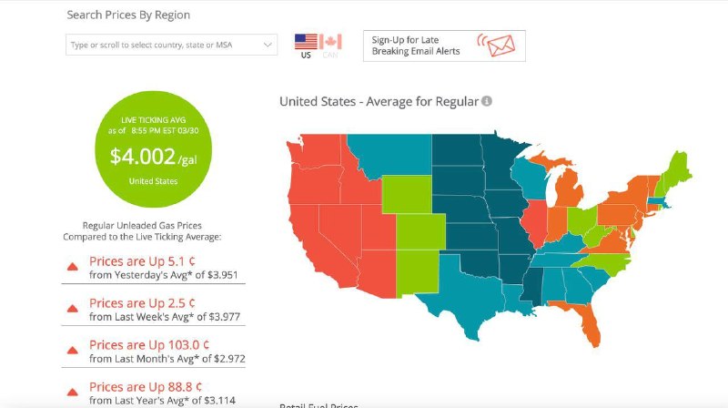 Ceny benzínu v USA poprvé za téměř 4 roky dosáhly 4 dolarů za galon:„Průměrná maloobchod... Ceny benzínu v USA poprvé za téměř 4 roky dosáhly 4 dolarů za galon:„Průměrná maloobchod...