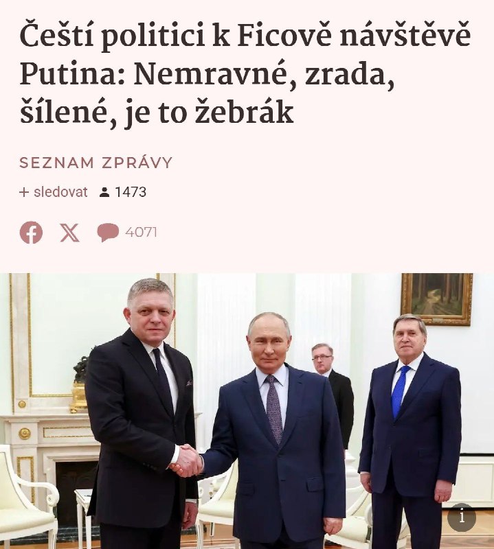 🤡 České politiky rozlítilo setkání Fica s Putinem. Pořádně kvičí!Sledujte @neCT24&n...