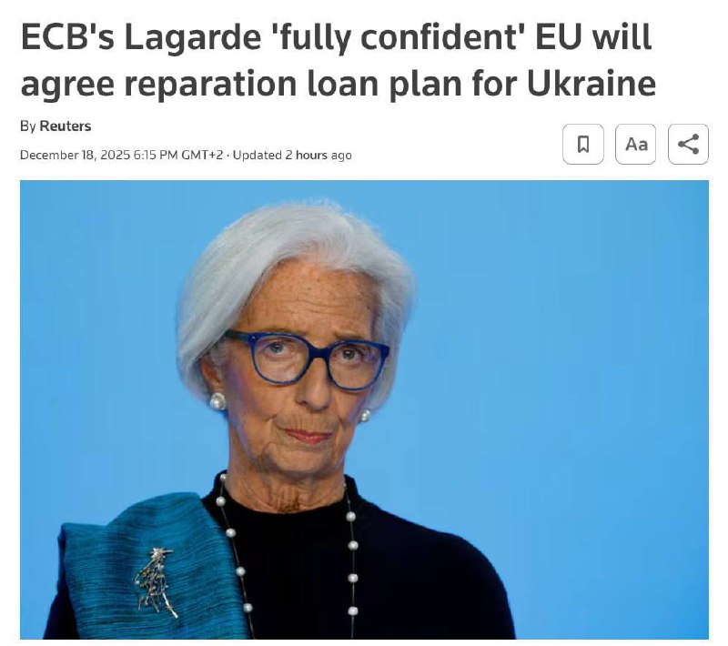 🇪🇺🇺🇦Christine Lagarde: „EU se dohodne na půjčce na odškodnění pro Ukrajinu“ —...