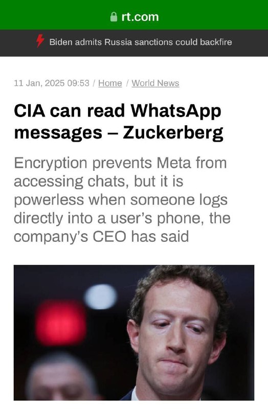 👀▫️CIA umí číst zprávy WhatsApp - ZuckerbergŠifrování brání Meta v přístupu ke zpr...