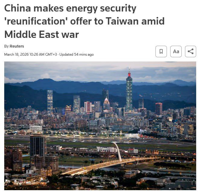 🇨🇳🇹🇼Čína nabídla Tchaj-wanu energetickou stabilitu výměnou za „znovusjednocení?...