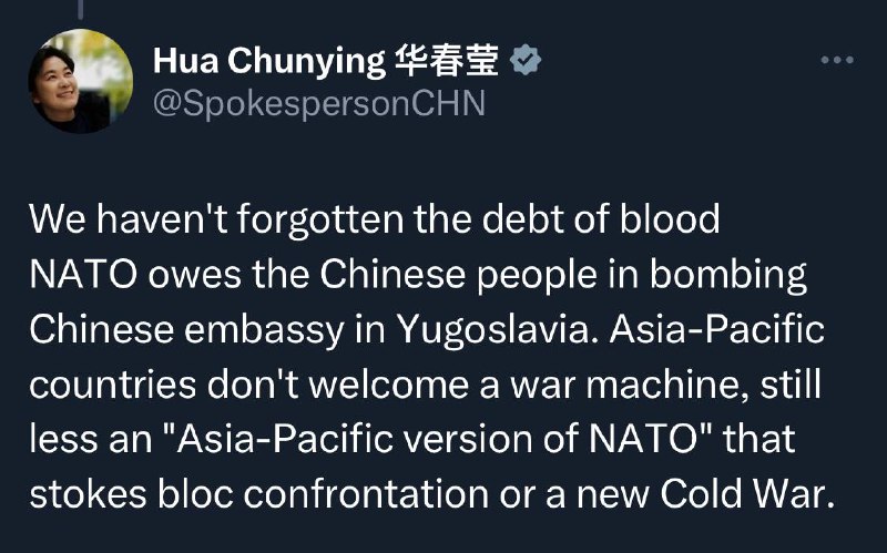 🇨🇳Čína varovala Západ před plány na vytvoření obdoby NATO v Asii.Na sociálních sítí...