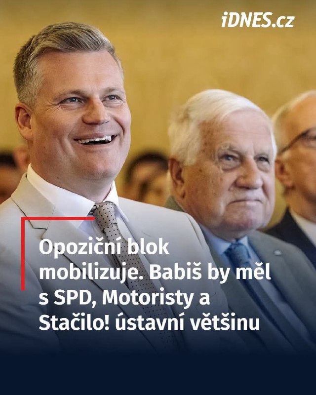 🇨🇿 ČR | ANO by podle agentury NMS v srpnu získalo 29,8 procenta, SPOLU 18,7. SPD má 14,6 pr...