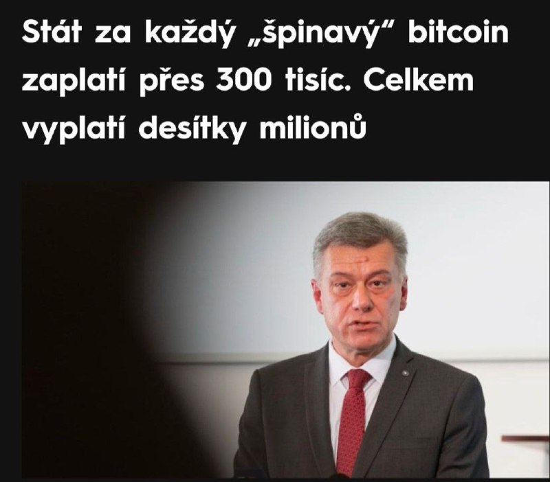 🇨🇿 ČR | Stát vyplatí lidem za „špinavé bitcoiny“ odškodné. Za každý špinavý bit...