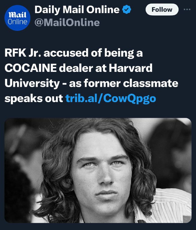 Daily Mail se „senzací“ – Robert Kennedy Jr. Při studiu na Harvardu prodával kokain! Pu...