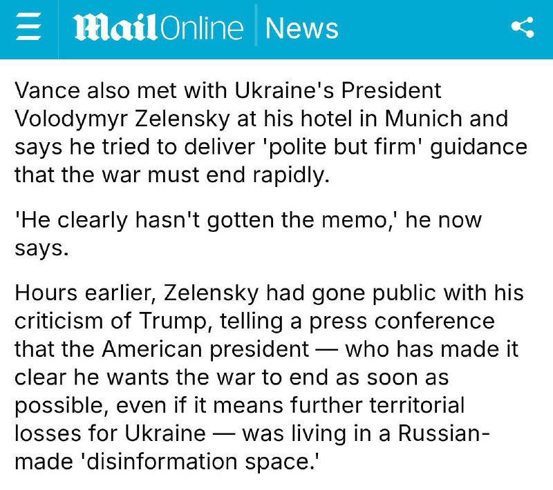 📰🇺🇸🇺🇦Daily Mail: Zelenskyj se „nenaučil“, že válku je třeba rychle ukončit?...