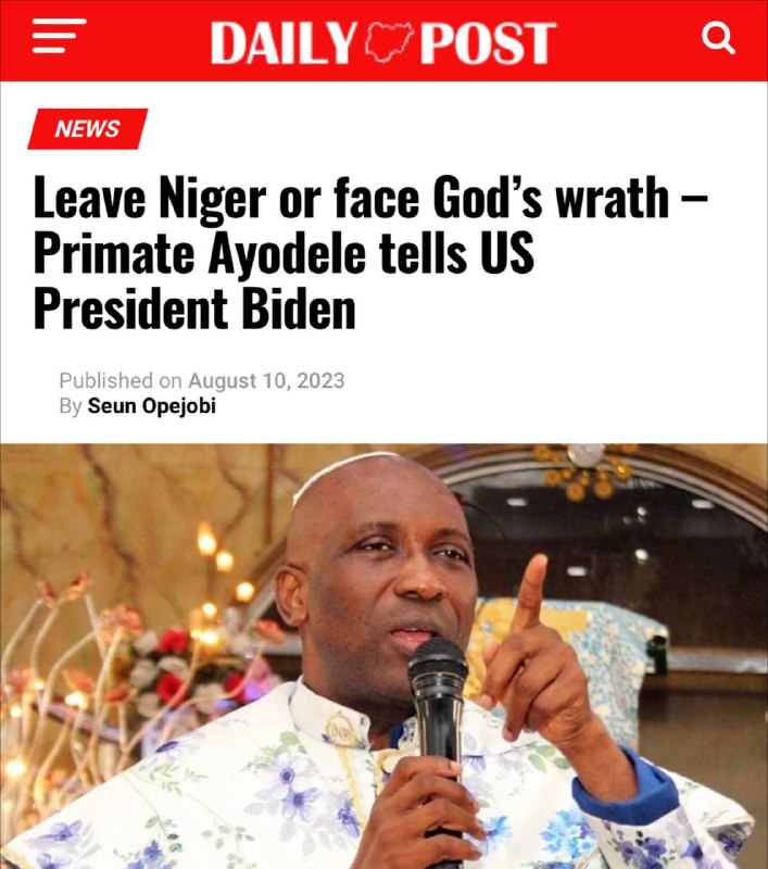 🔴Daily Post: Nigerijský náboženský vůdce Elijah Ayodele vyzval pod hrozbou Boží káry amer...