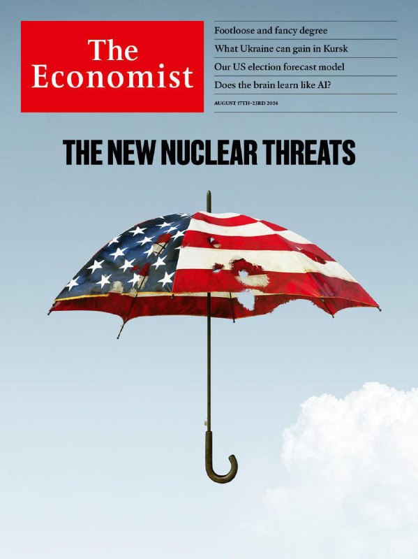 🔥 Děravý deštník americké vlajky na obálce The Economist symbolizuje selhání USA při och...