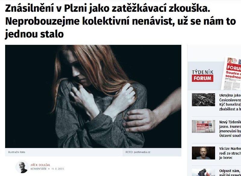 🇨🇿Děsivý případ znásilnění nezletilé dívky v Plzni se dostal i na stránky liberáln?...