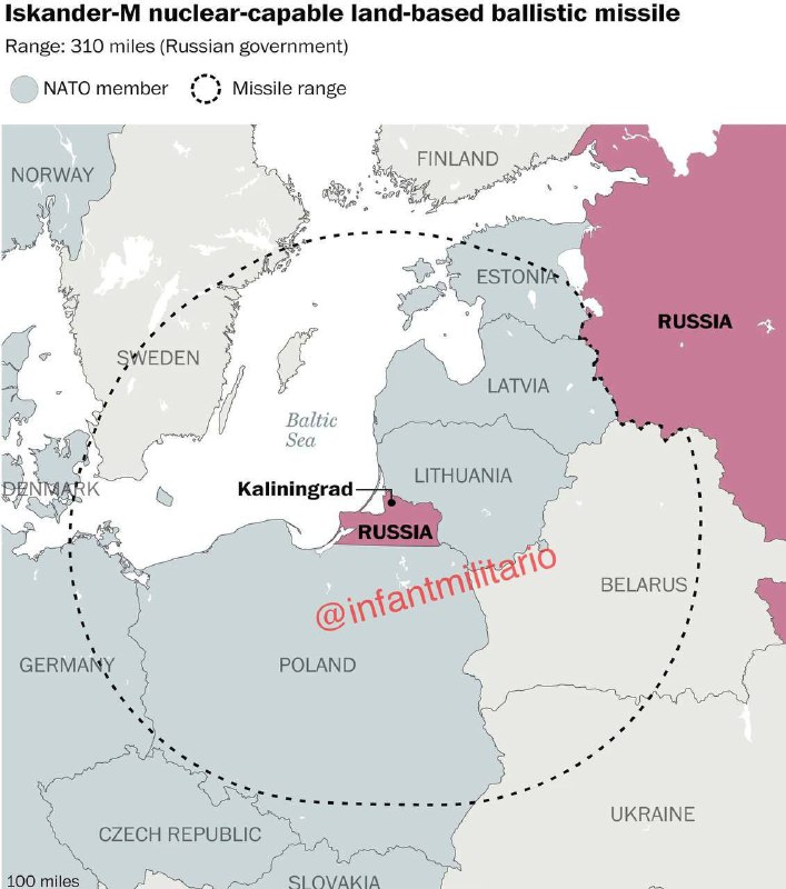 🇷🇺Dosah některých ruských operačně-taktických raketových systémů při odpalu z Kalini...