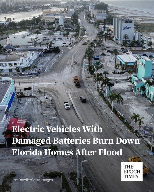 Elektromobily s poškozenými bateriemi vypalují po záplavách domy na Floridě.