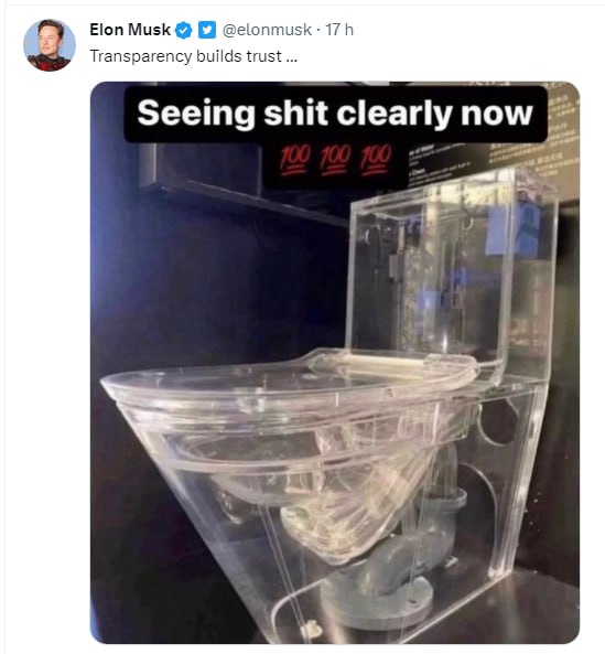 👆 Elon: Transparentnost buduje důvěru...