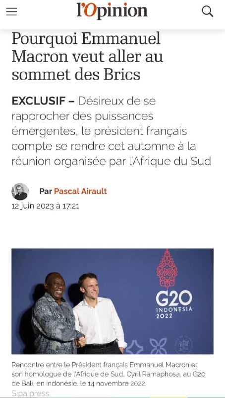 ⚡️🇫🇷🇿🇦Emmanuel Macron požádal jihoafrického prezidenta Cyrila Ramaphosu, aby mu u...