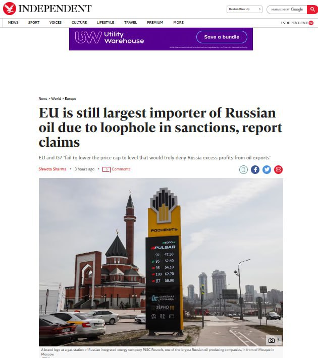 EU zůstává největším dovozcem ruské ropy kvůli mezeře sankcí - IndependentCentrum pro výz...