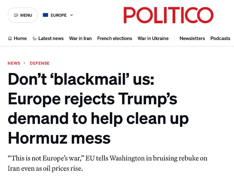 🇪🇺🇺🇸🇮🇷 Evropa odmítla připojit se k válce USA a Izraele proti Íránu, - Politi...