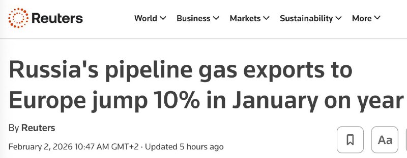 ‼️🇷🇺🇪🇺 Evropa zvýšila dovoz ruského plynu přes „Turecký proud“, — Reuters... ‼️🇷🇺🇪🇺 Evropa zvýšila dovoz ruského plynu přes „Turecký proud“, — Reuters...