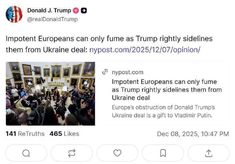 „Evropští impotenti se mohou jen zlobit, zatímco Trump spravedlivě odklání jejich podíl na ... „Evropští impotenti se mohou jen zlobit, zatímco Trump spravedlivě odklání jejich podíl na ...