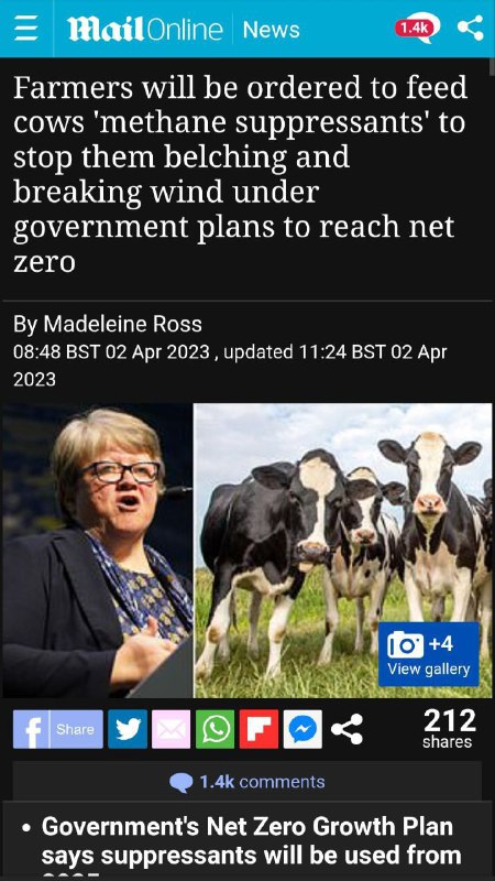 ? ? ? Farm&aacute;řům bude nař&iacute;zeno krmit sv&eacute; kr&aacute;vy "metanov&yacute;mi supresory", aby ...