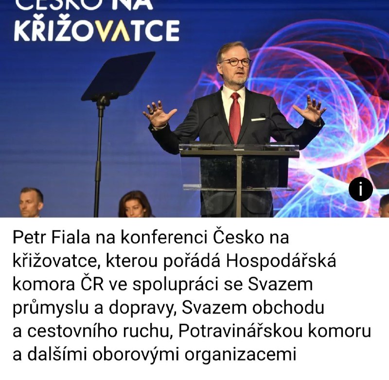 🇨🇿Fiala na konferenci Česko na křižovatce v&nbsp;pátek řekl, že Češko bylo dlouhou dob...