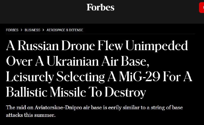 ‼️🇷🇺🇺🇦 Forbes potvrzuje, že Rusko zasáhlo další letadlo pomocí průzkumného dr...