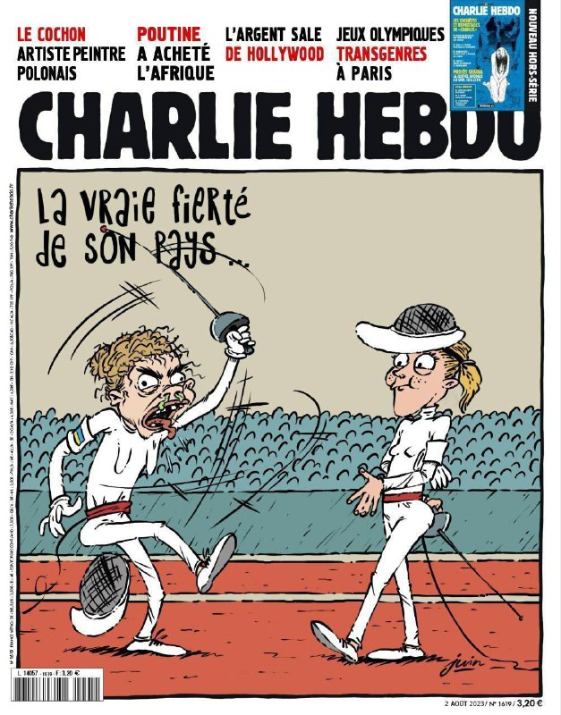 ❗️Francouzský satirický časopis Charlie Hebdo zesměšnil ukrajinskou šermířku Olgu Harlan...