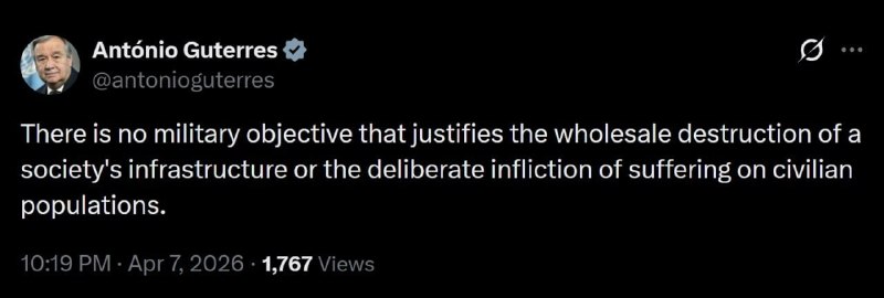 🇺🇳 Generální tajemník OSN António Guterres:Neexistuje žádný vojenský cíl, který by o...