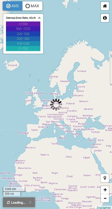 🔇 Hlavní online mapa radiačního pozadí v Evropě již několik dní nefunguje.Stránka zárov...