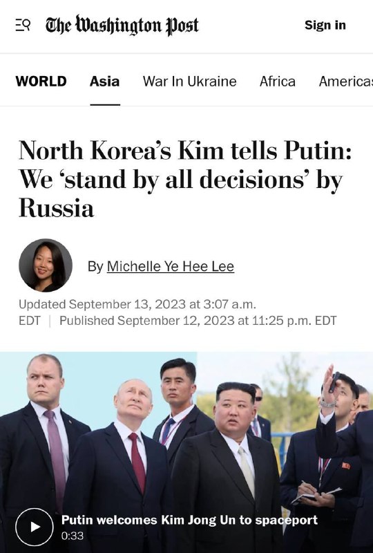 📺Hlavním tématem všech světových médií je setkání Putina a Kim Čong-una na kosmodromu V...