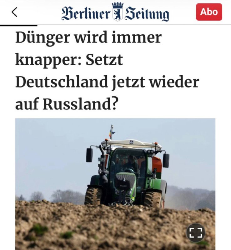 „Hnojiva jsou stále více nedostatková – opravdu se nyní Německo opět obrací na Rusko?“ ...