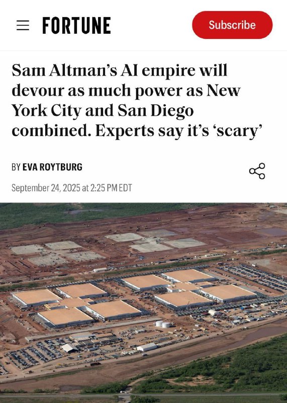 ❗️Impérium AI Sama Altmana spotřebuje tolik energie jako New York City a San Diego dohromady.O...