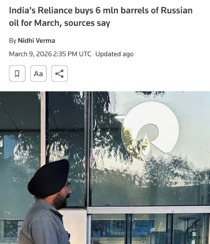 ‼️🇮🇳🇷🇺 Indický energetický gigant nakoupil 6 milionů barelů ruské ropy v souvis...